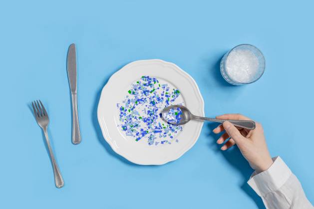 Microplastics infiltrate food systems, waterways, and are even found in the air we breathe. According to the UN, each person consumes over 50,000 plastic particles annually. Credit: Credit: Shutterstock. 
